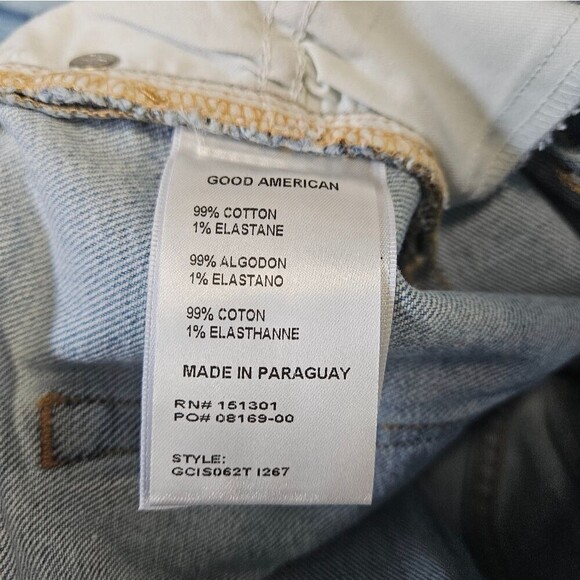 NWT Good American Good Boy Straight Leg Jeans Split Leg Light Denim Women's 10 - Picture 7 of 10